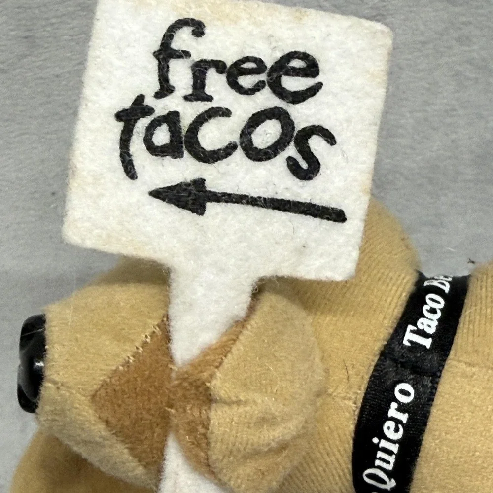 Vintage Taco Bell Chihuahua Talking Plush Stuffed Toy Free Tacos Sign Small